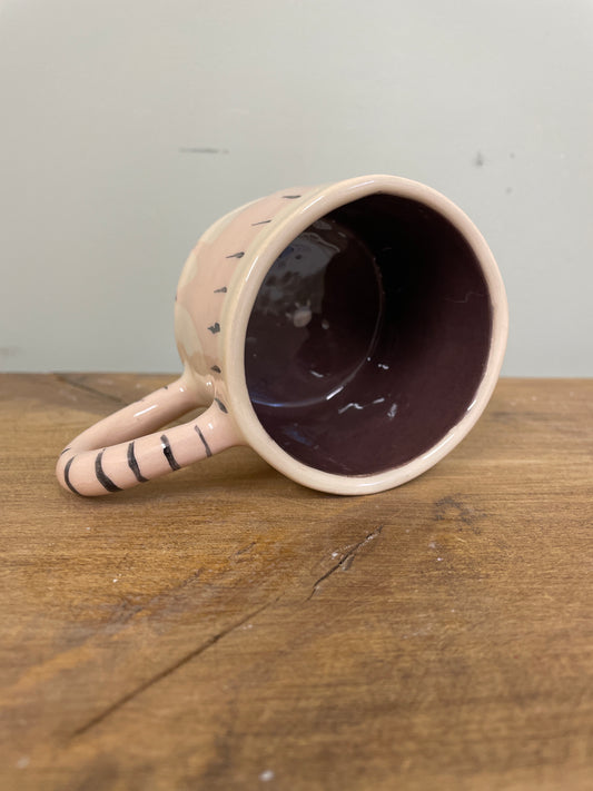 Mini pink and white ceramic ear cup