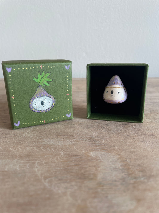 Mini figue faïence et or