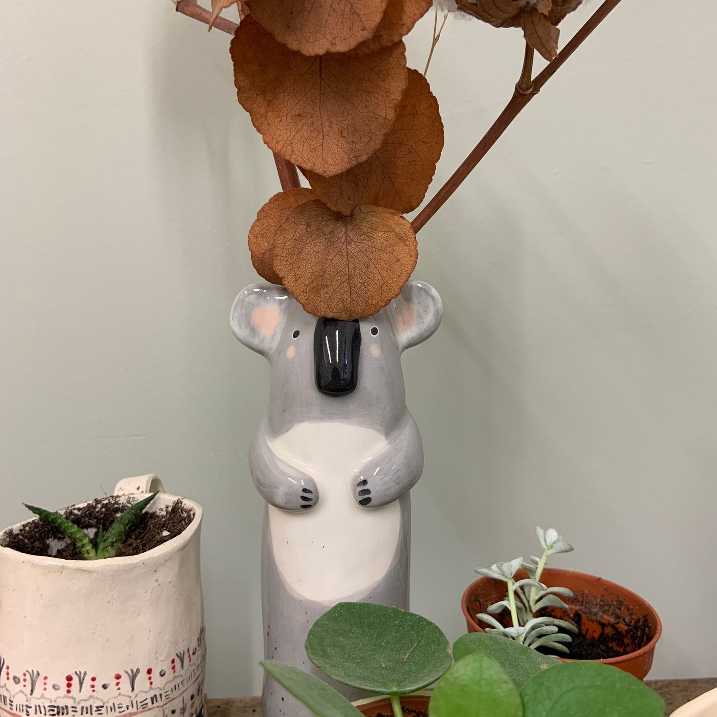 Soliflore koala en céramique vase émaillé