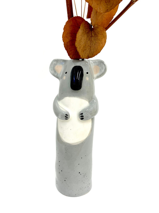 Soliflore koala in ceramic glazed vase