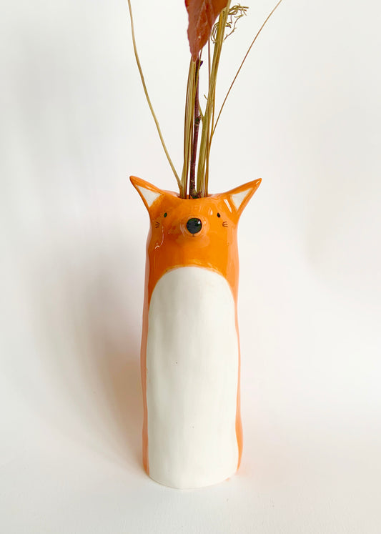 Glazed ceramic spotted dalmatian dog soliflore