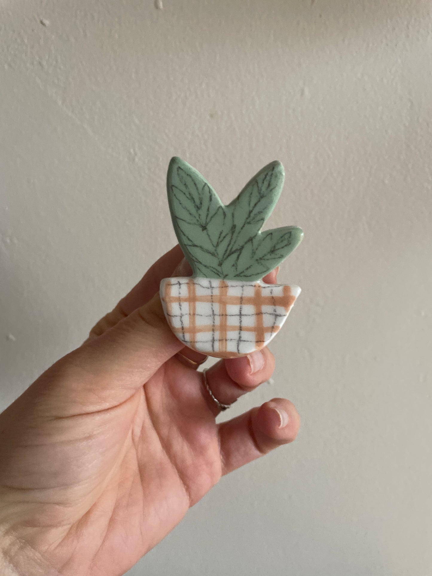 Earthenware ceramic plant brooch