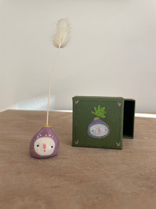 Mini figue faïence et or