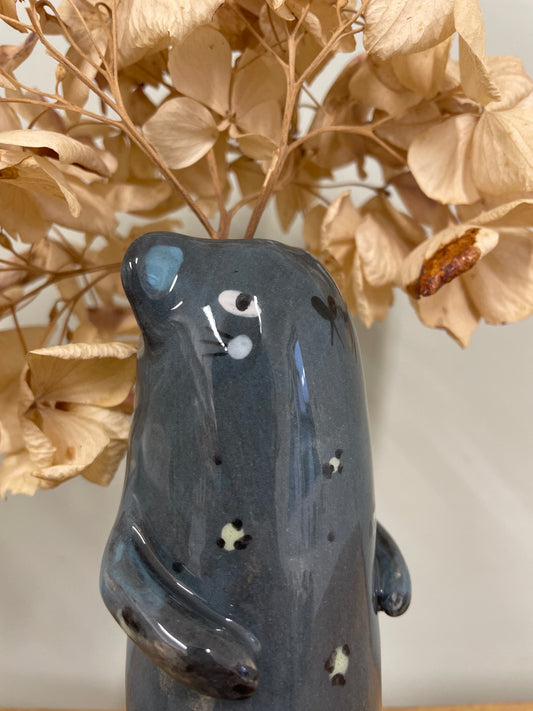 Soliflore panthère bleue vase en céramique émaillé