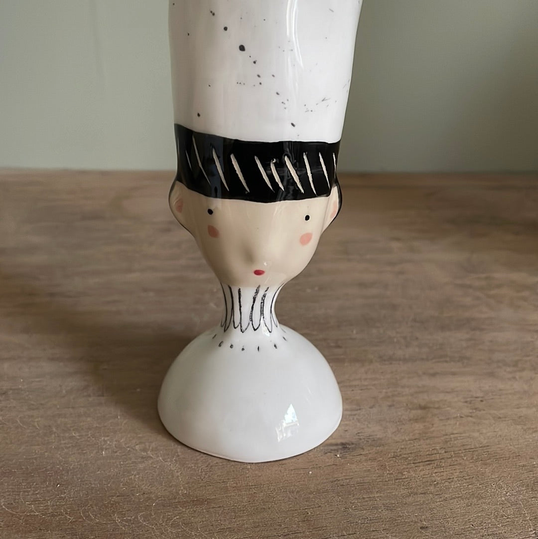 Soliflore bigoudene en céramique vase émaillé