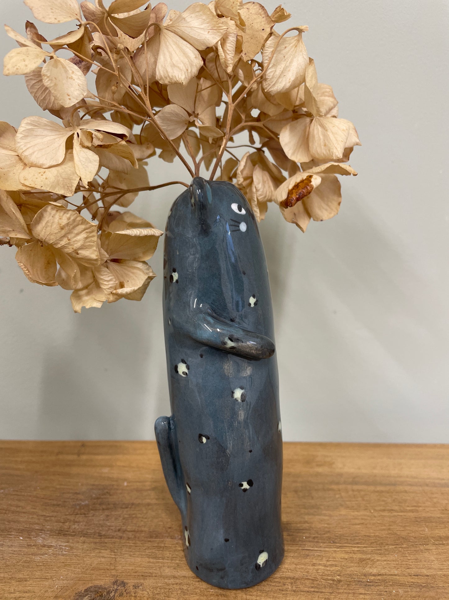 Soliflore panthère bleue vase en céramique émaillé