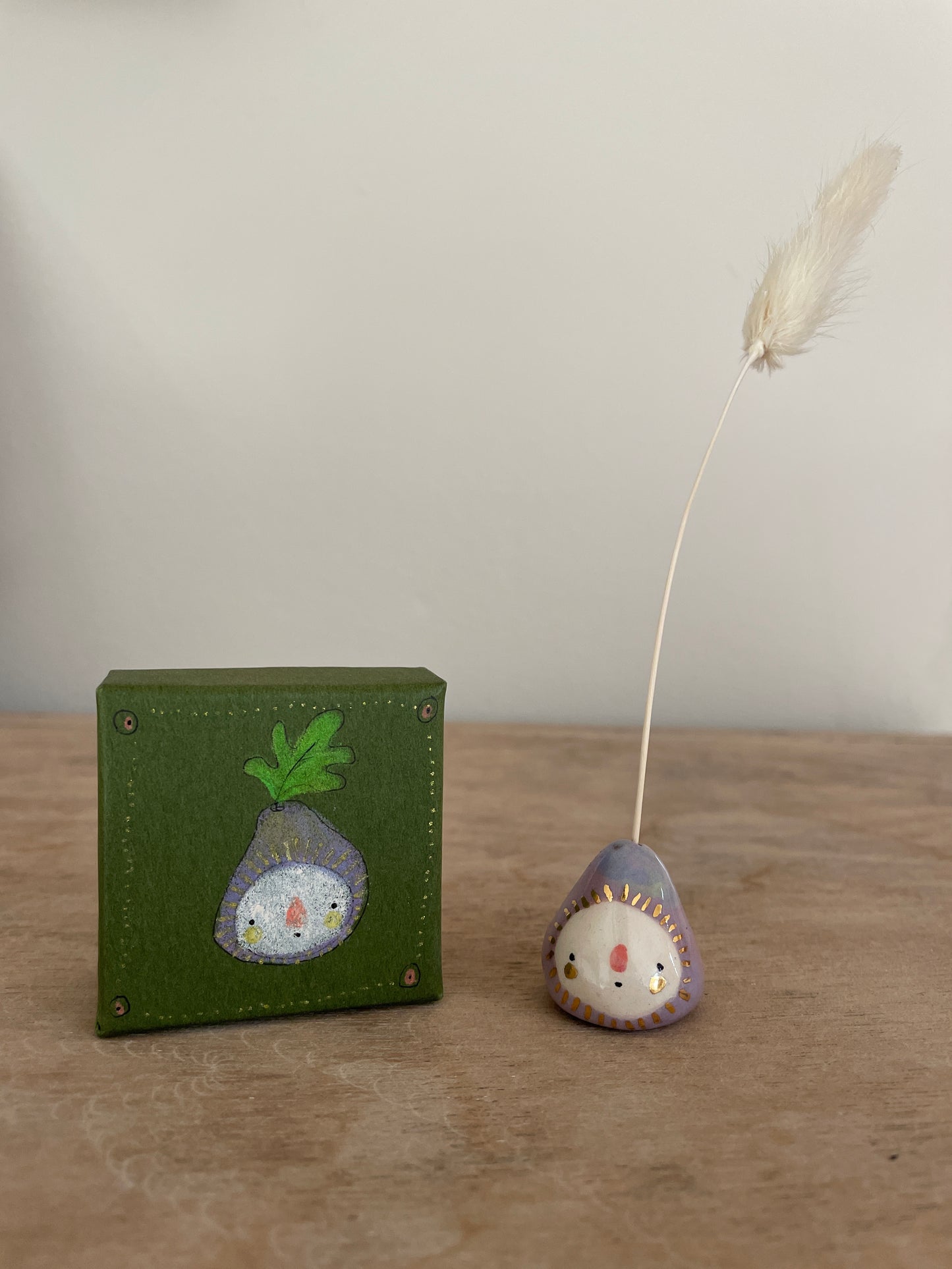 Mini figue faïence et or