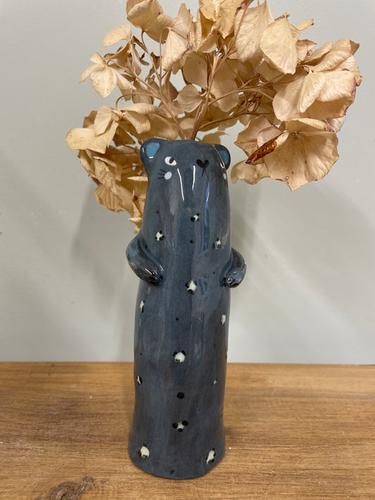 Soliflore panthère bleue vase en céramique émaillé