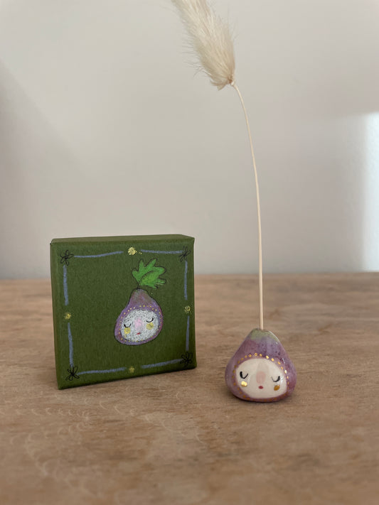 Mini figue faïence et or