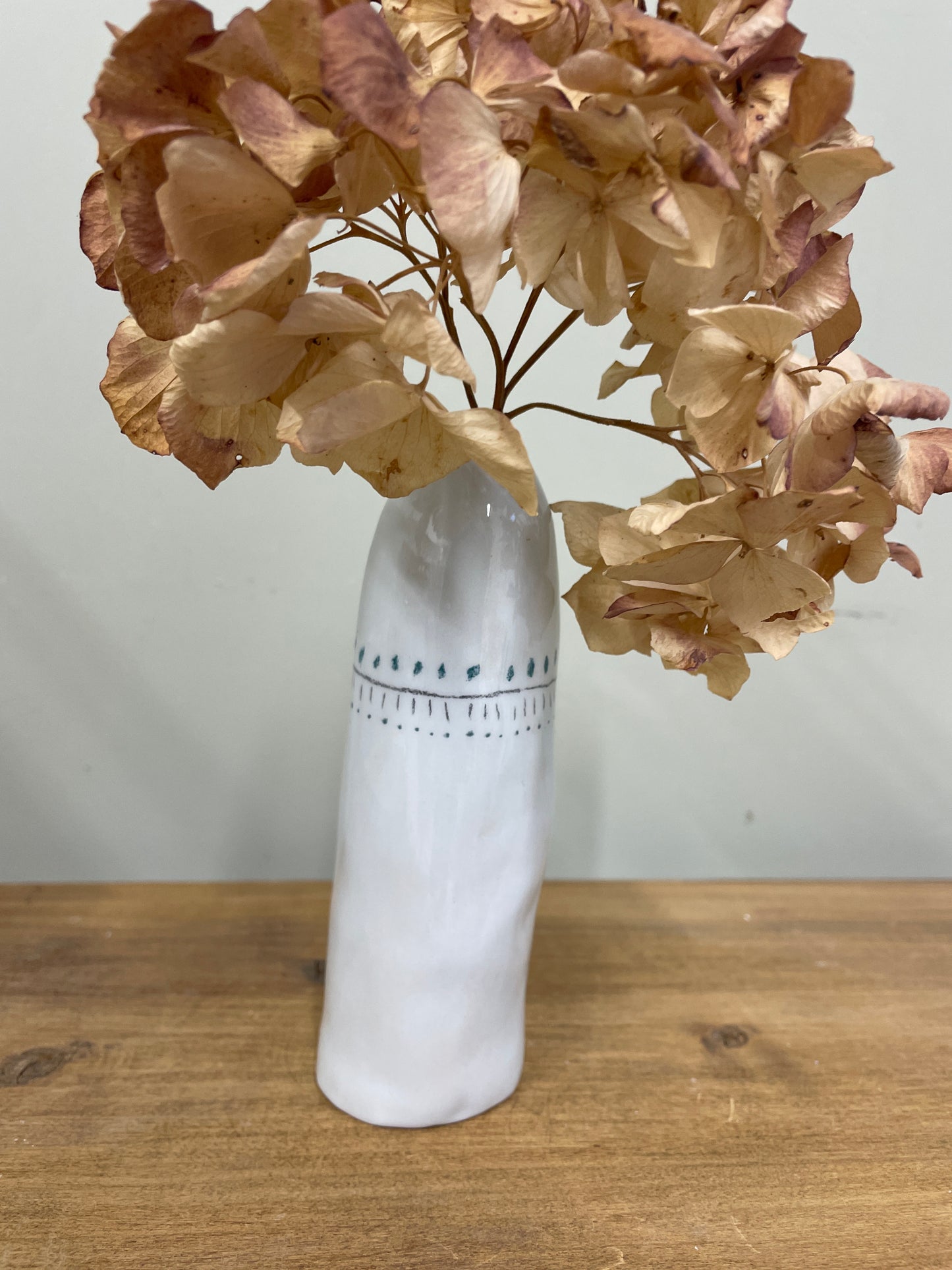 Soliflore oiseau gris bleu en céramique vase émaillé