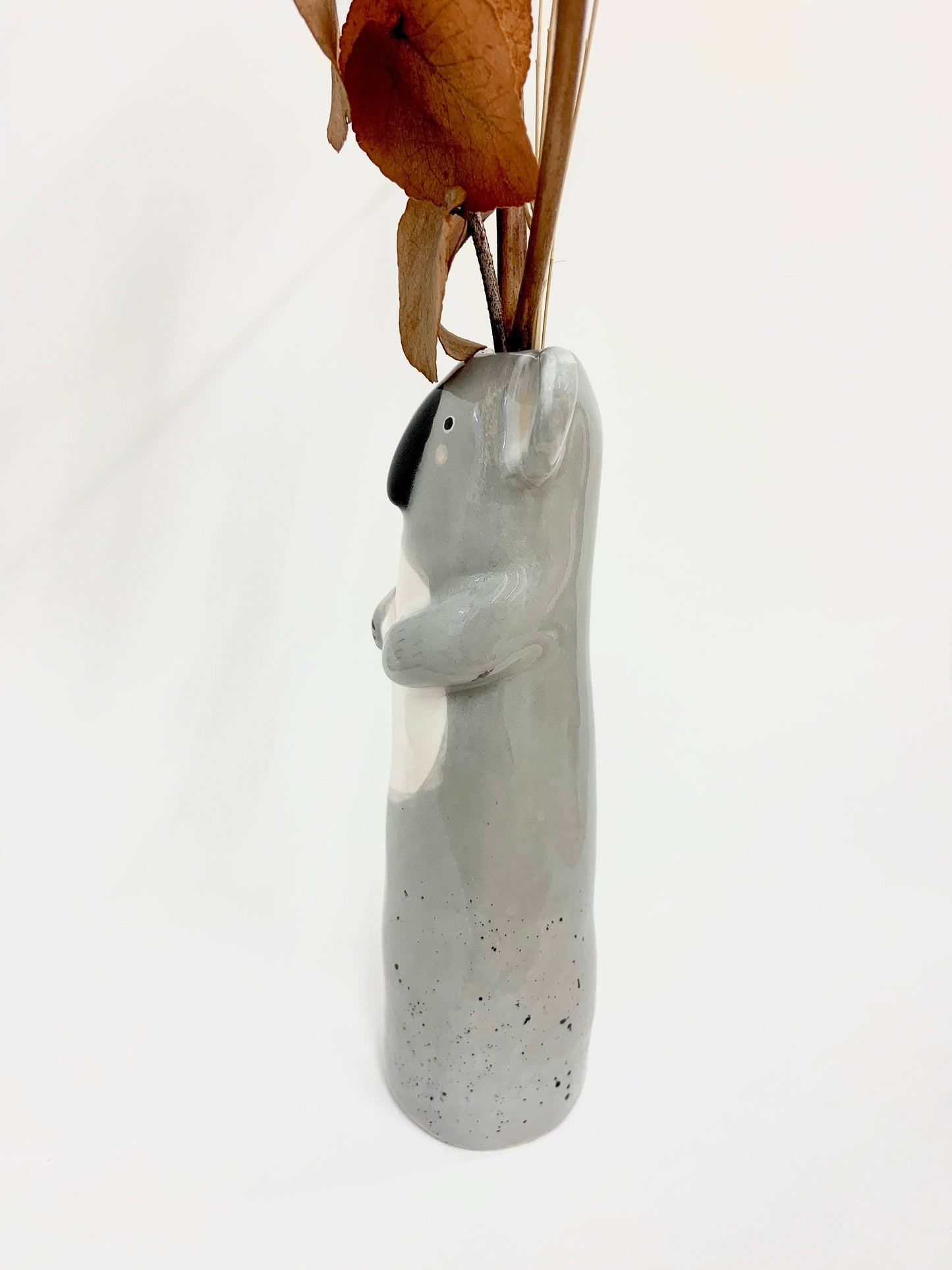 Soliflore koala in ceramic glazed vase