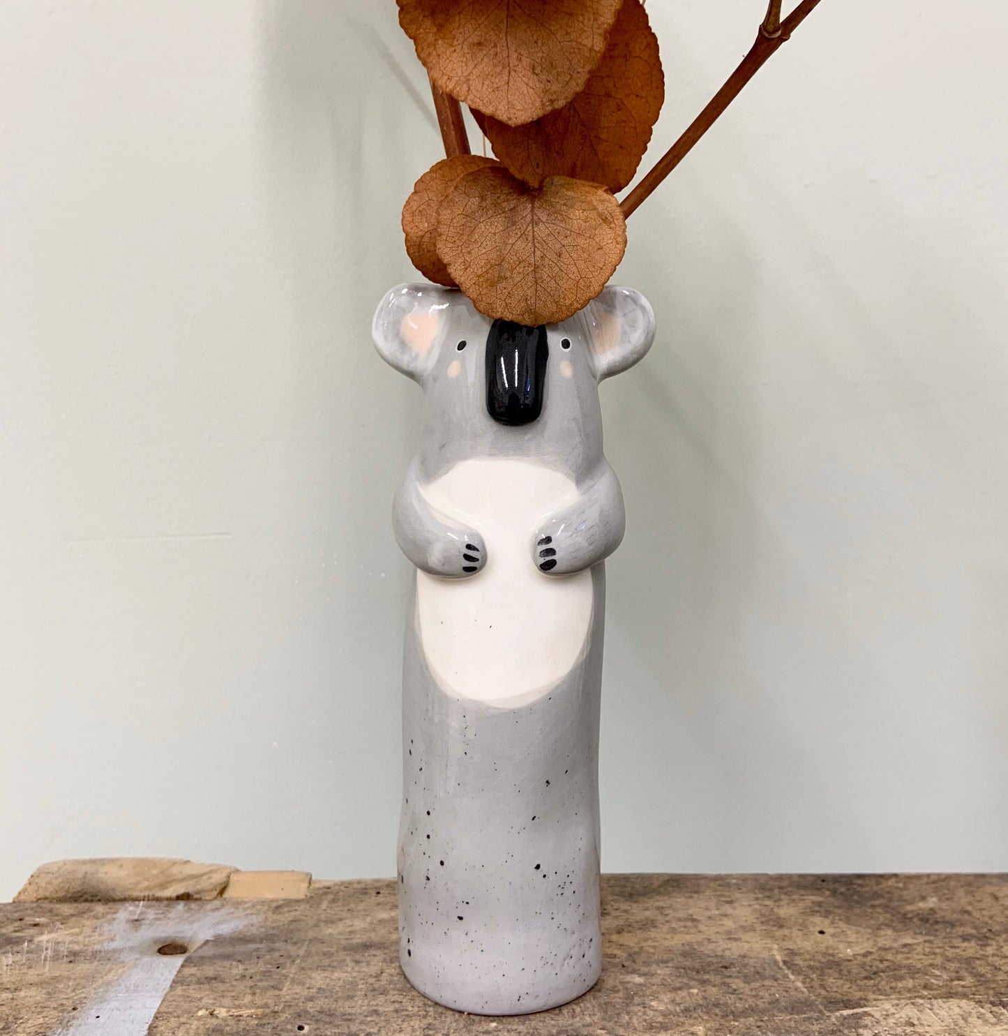 Soliflore koala in ceramic glazed vase