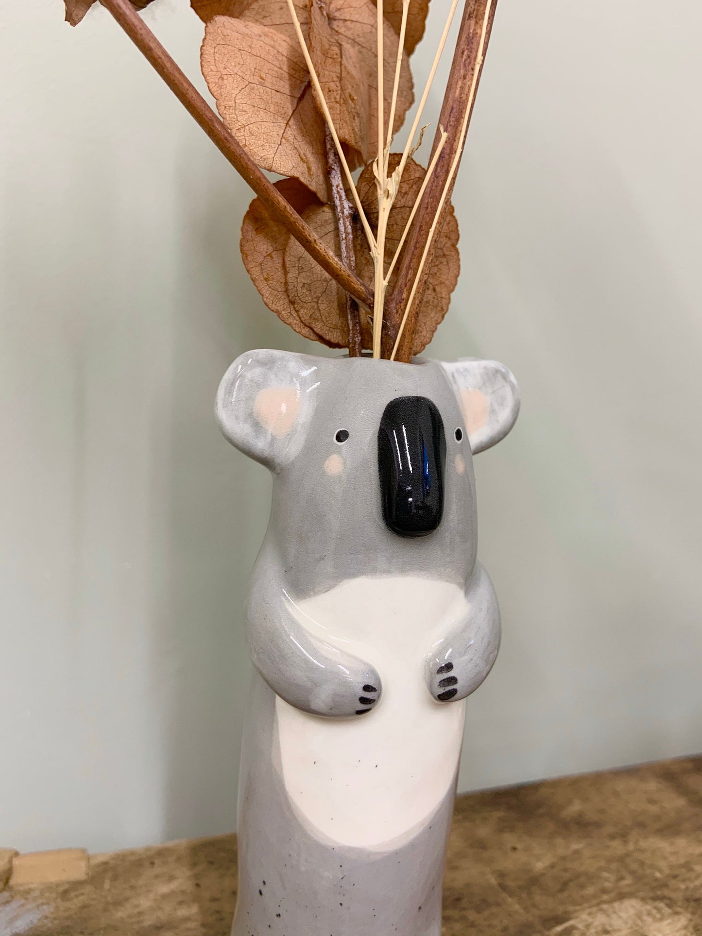 Soliflore koala en céramique vase émaillé